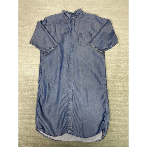 COS Dresses & Skirts - Cos Dress Womens 4 Blue Shirt Shift Chambray Button Lyocell Pockets Minimalist